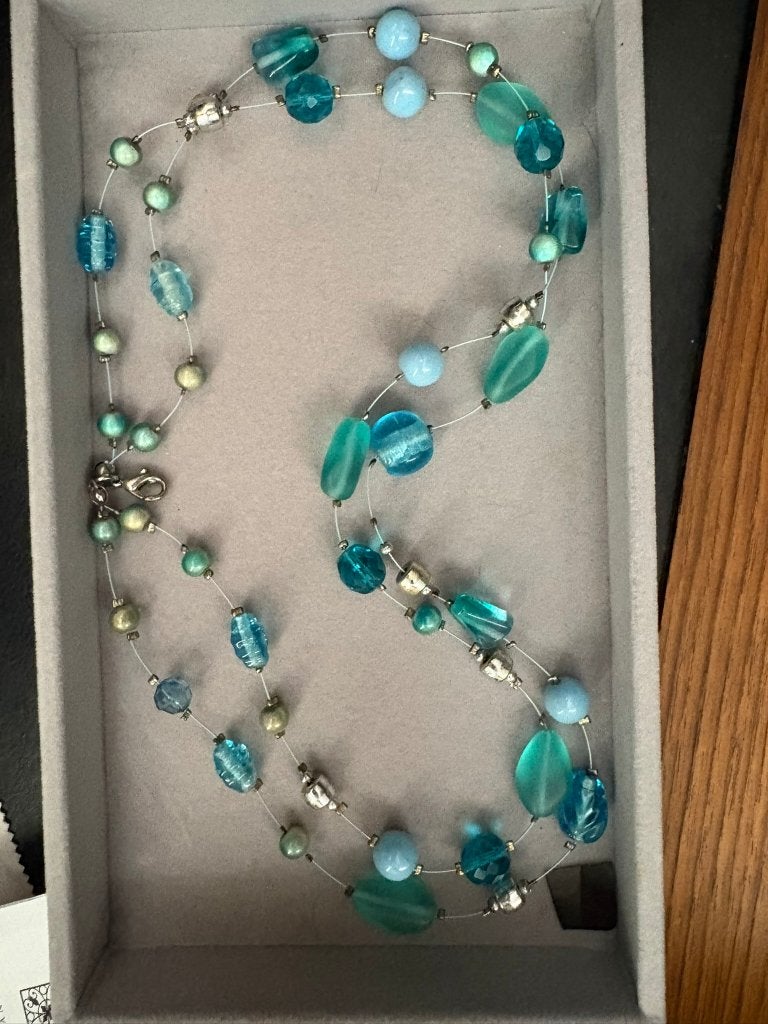 TI SENTO Milano dubbele ketting met blauwe stenen – 50 cm, Ophalen of Verzenden, Zo goed als nieuw, Blauw, Zilver