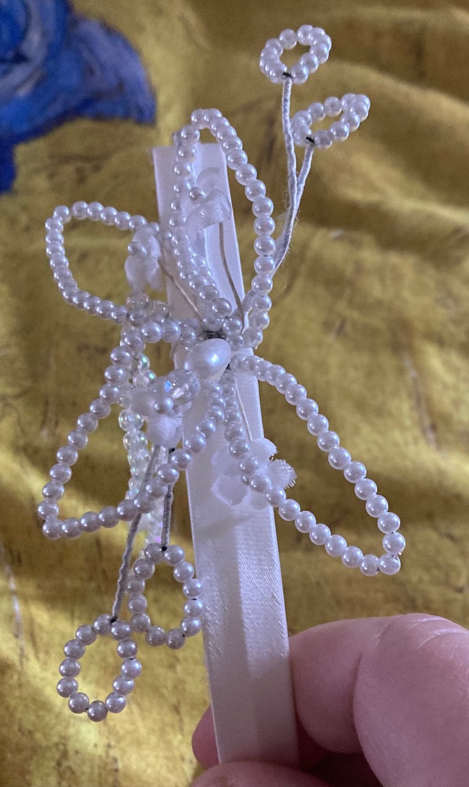 Vintage diadeem met kralen 1987 Bruiloft Huwelijk, Antiek en Kunst, Ophalen