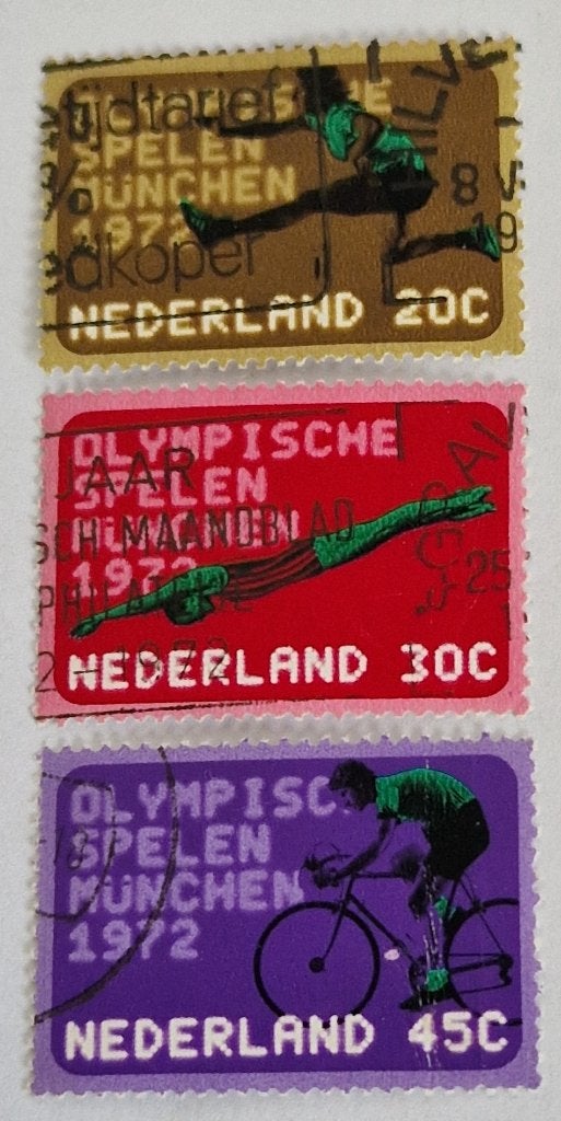 Nederland 1972 - nvph 1012-1014 - Olympische Spelen München, Postzegels en Munten, Ophalen of Verzenden, Na 1940, Gestempeld
