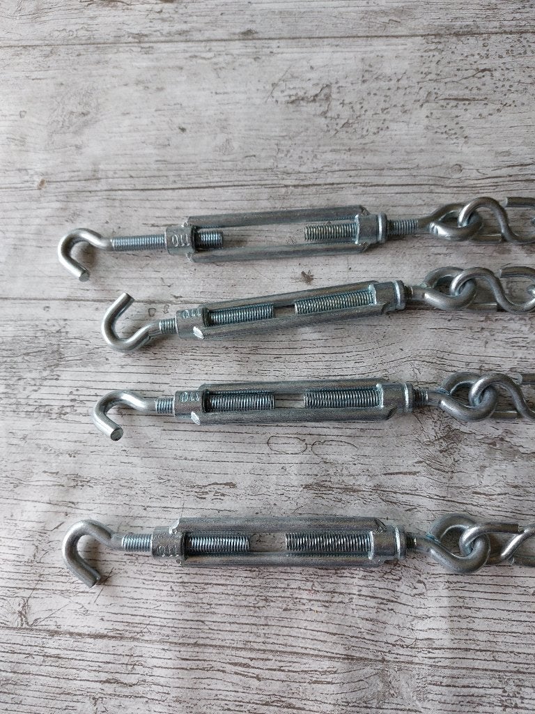 4x spanschroef haak - oog 110 met ketting, Ophalen