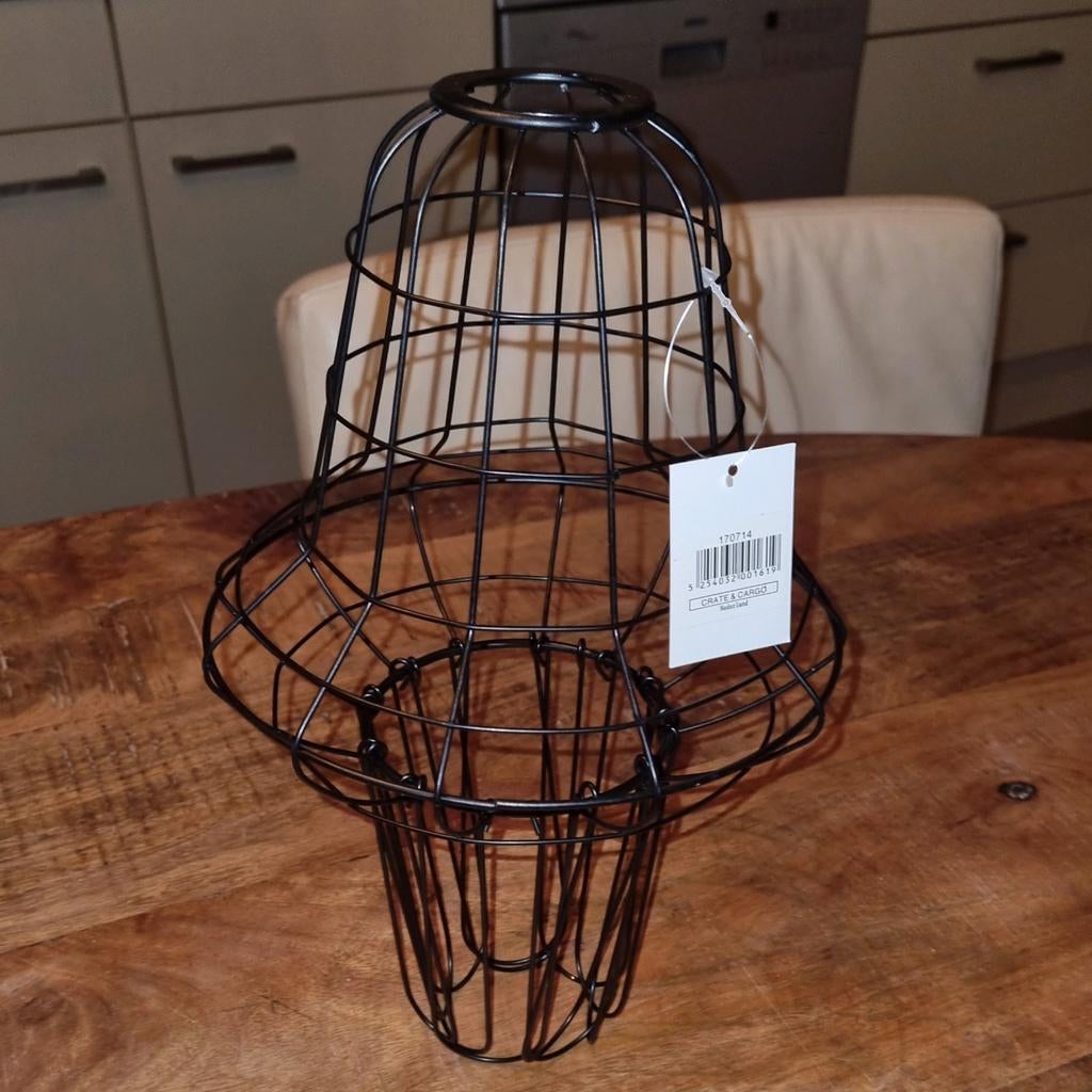 Vintage Look Metalen Lampenkap - Zwart Draadstaal., Zwart, Ophalen of Verzenden, Overige vormen, Nieuw