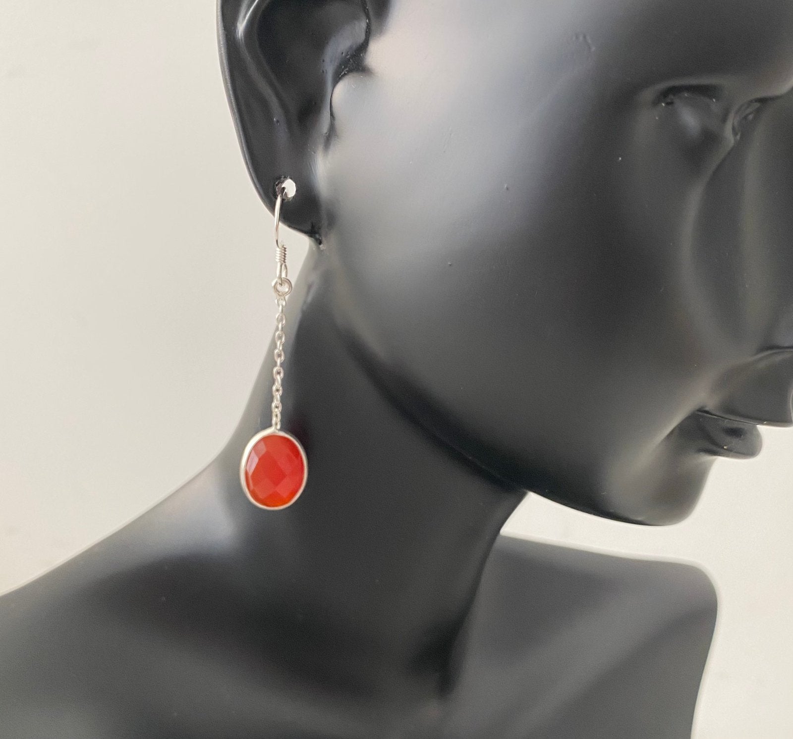 925 zilver. Zilveren oorbellen met carneool, Hangers, Bruin, Verzenden, Nieuw