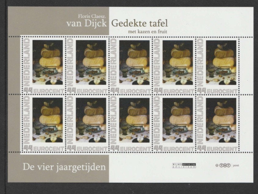 4 Jaargetijden Vel Gedekte tafel met kazen en fruit, Postzegels en Munten, Postzegels | Nederland, Ophalen of Verzenden, Postfris