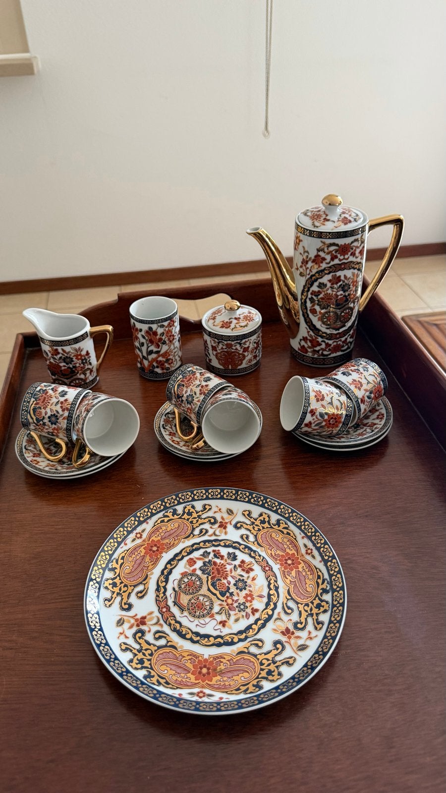 Vintage Gold Kabuki koffieservies – Japan jaren ’70 compleet, Ophalen