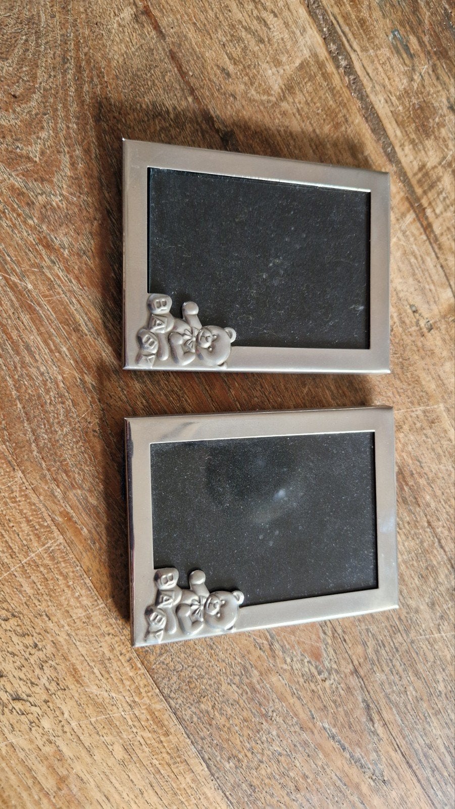 2 verzilverde fotolijstjes met beertje, Ophalen of Verzenden, Zo goed als nieuw