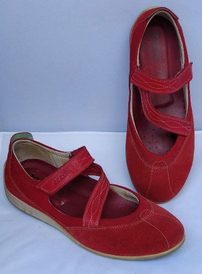 Comfortabele, leren ballerina Rood, Ecco, Gedragen, Rood, Ballerina's