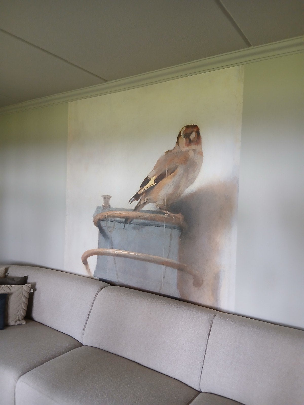 Super gaaf groot zelfklevend fotobehang 'Het Puttertje', Ophalen of Verzenden, Beige, Oude meester