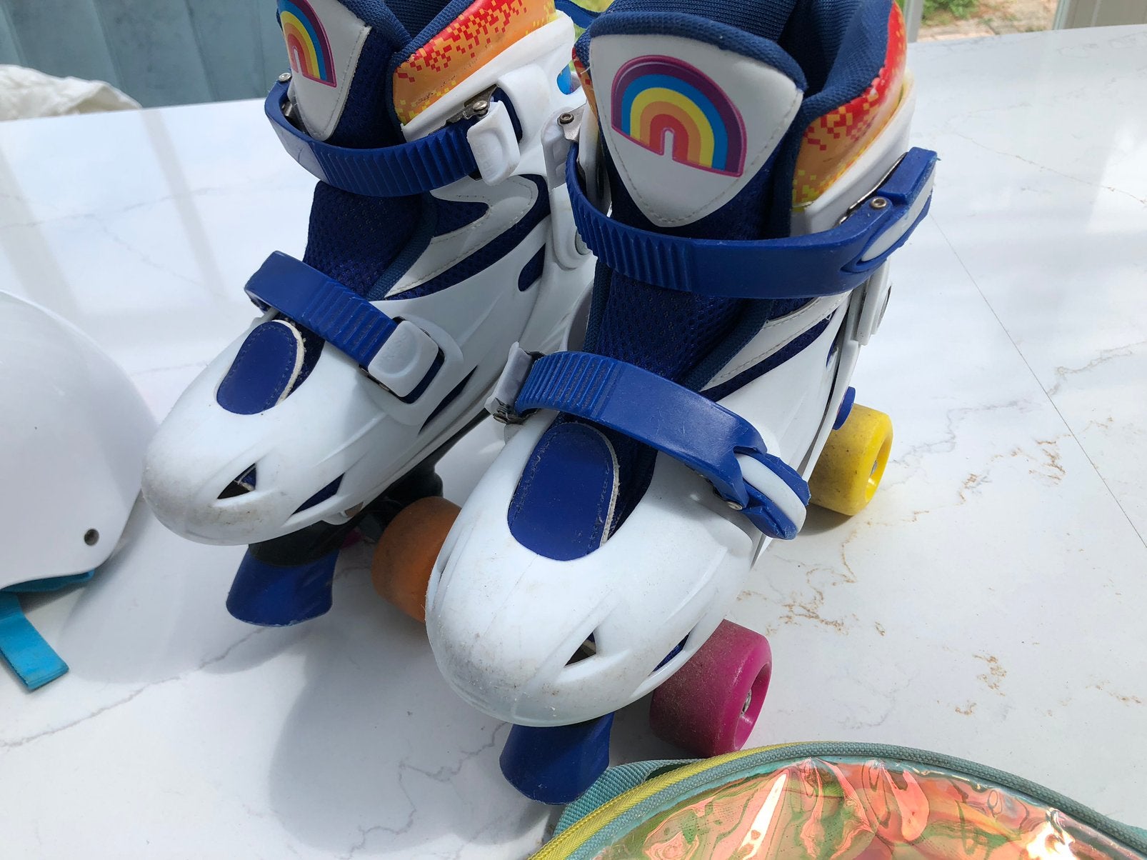 Roller skate rolschaatsen K3  34/37 helm bescherming, Verstelbaar, Kinderen, Ophalen of Verzenden, Zo goed als nieuw
