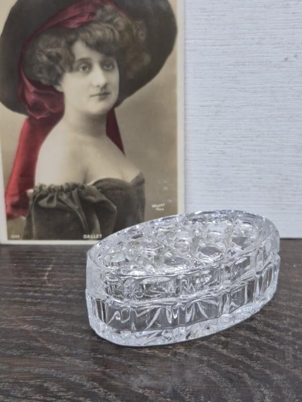 Glazen sieradendoosje,  bijou doosje, Antiek en Kunst, Antiek | Glas en Kristal, Ophalen of Verzenden