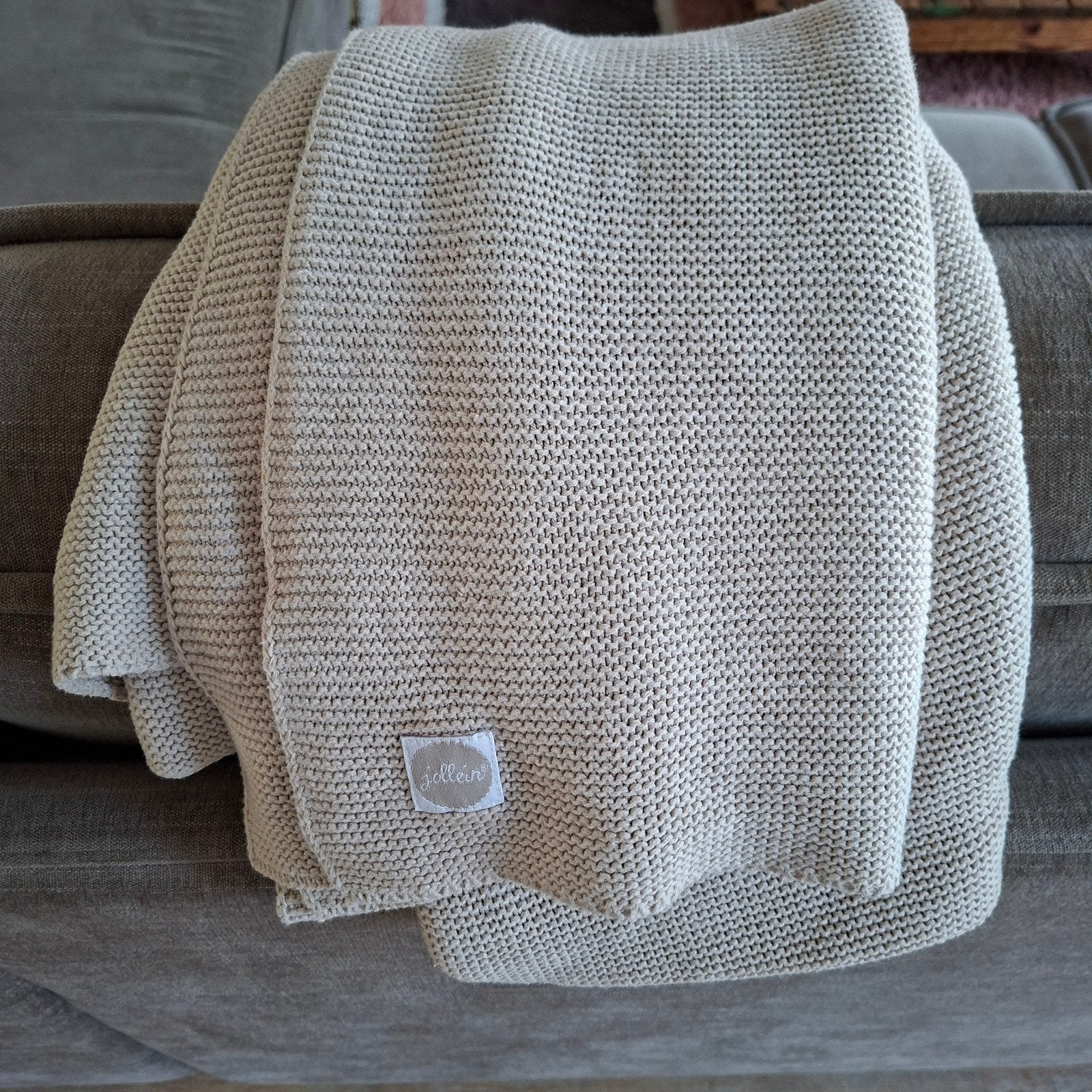 Jollein deken basic knit nougat, Kinderen en Baby's, Dekens, Slaapzakjes en Inbakerproducten, Wasbaar, Overige kleuren, Jollein