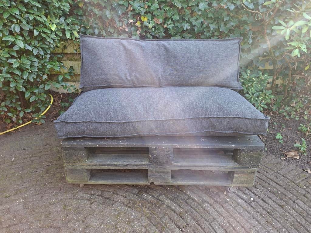 Palletbanken met kussens, Tuin en Terras, Tuinbanken, Ophalen, Gebruikt, Hout