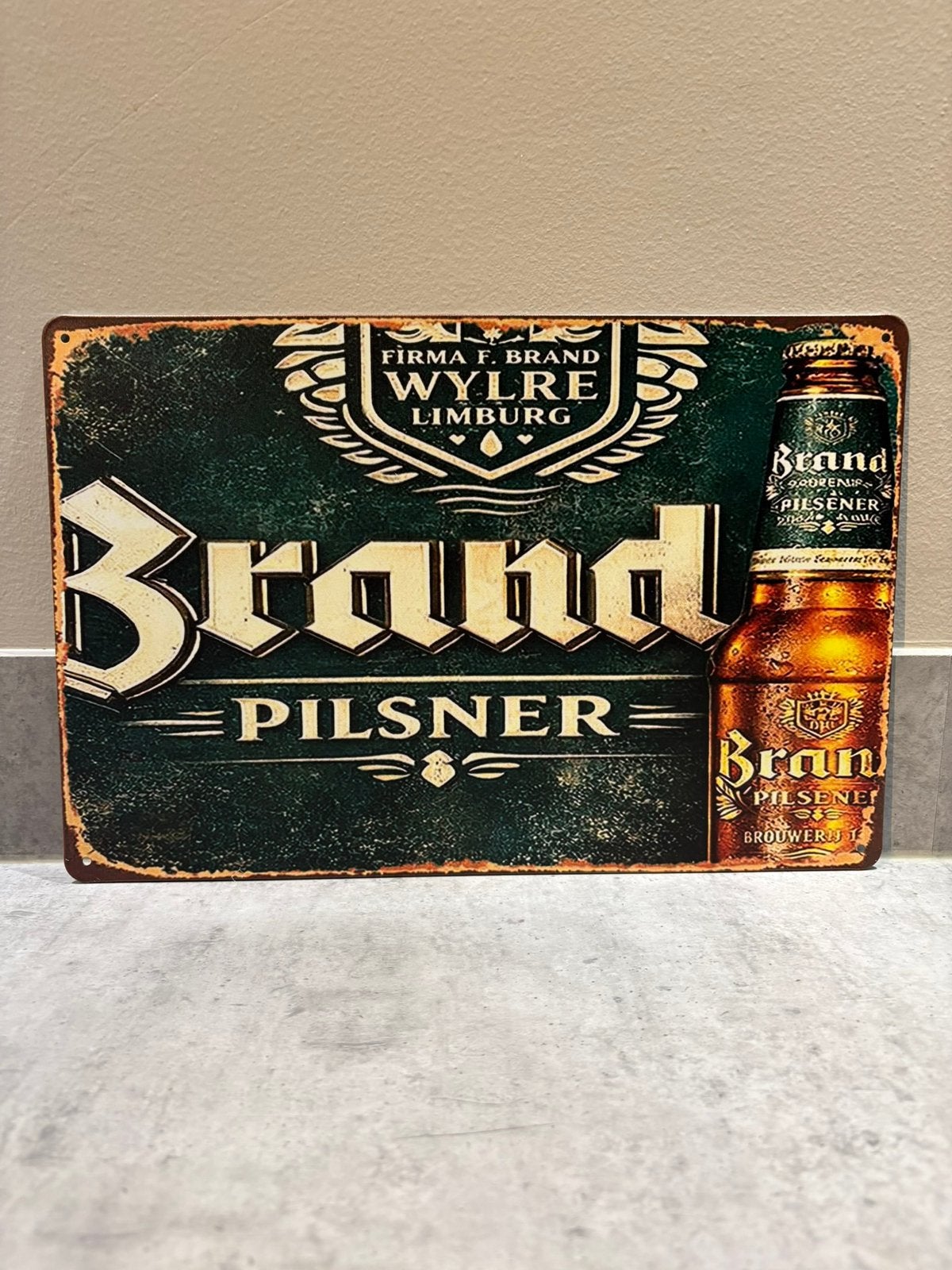 Mancave Bar Café Wanddecoratie metalen bordje Brand bier, Ophalen of Verzenden, Zo goed als nieuw, Reclamebord, Plaat of Schild