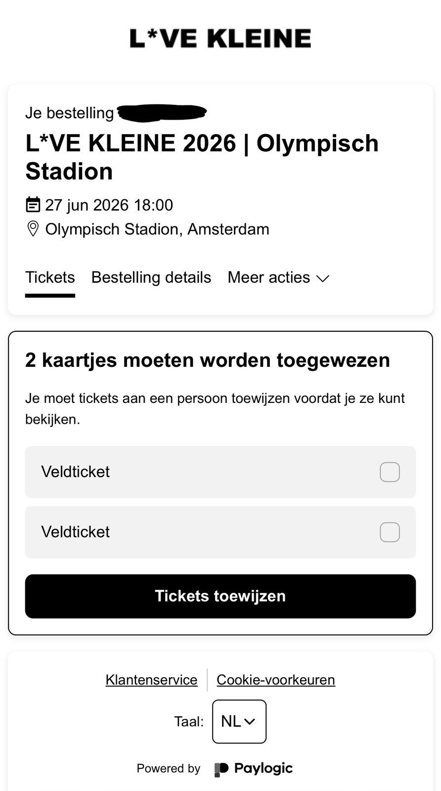 2x Lil Kleine L*VE KLEINE 2026 Veldtickets, Drie personen of meer