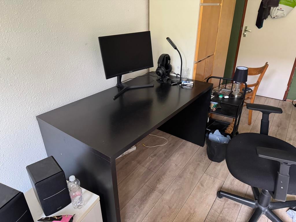 Zwart Bureau | 140x75x75, Ophalen, Zwart, Scheidingswand, Spaanplaat of MDF