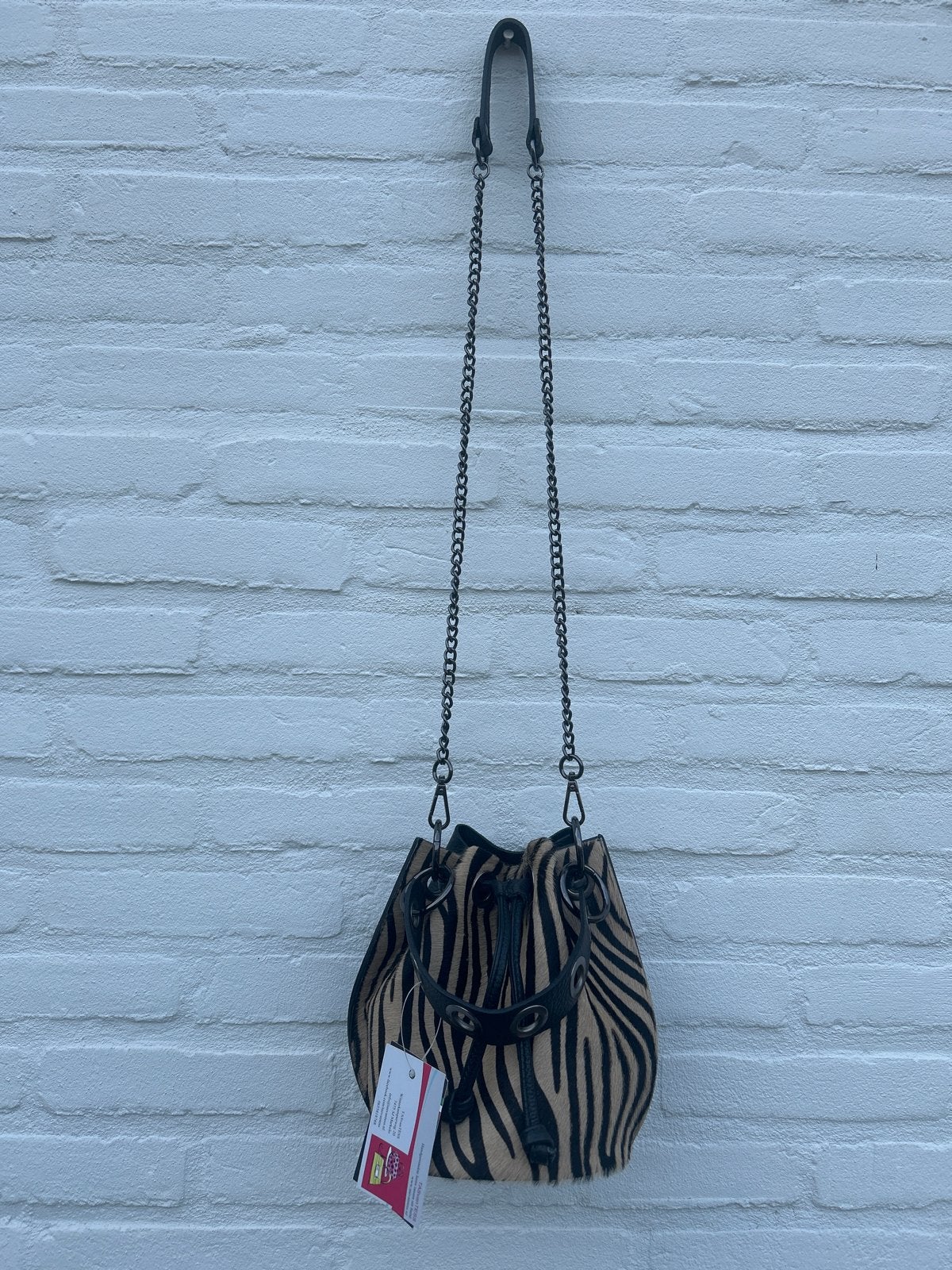 Dames Buideltas Zebra Print - Echt Koeienhaar & Leer, Ophalen of Verzenden, Nieuw, Overige kleuren, Schoudertasje