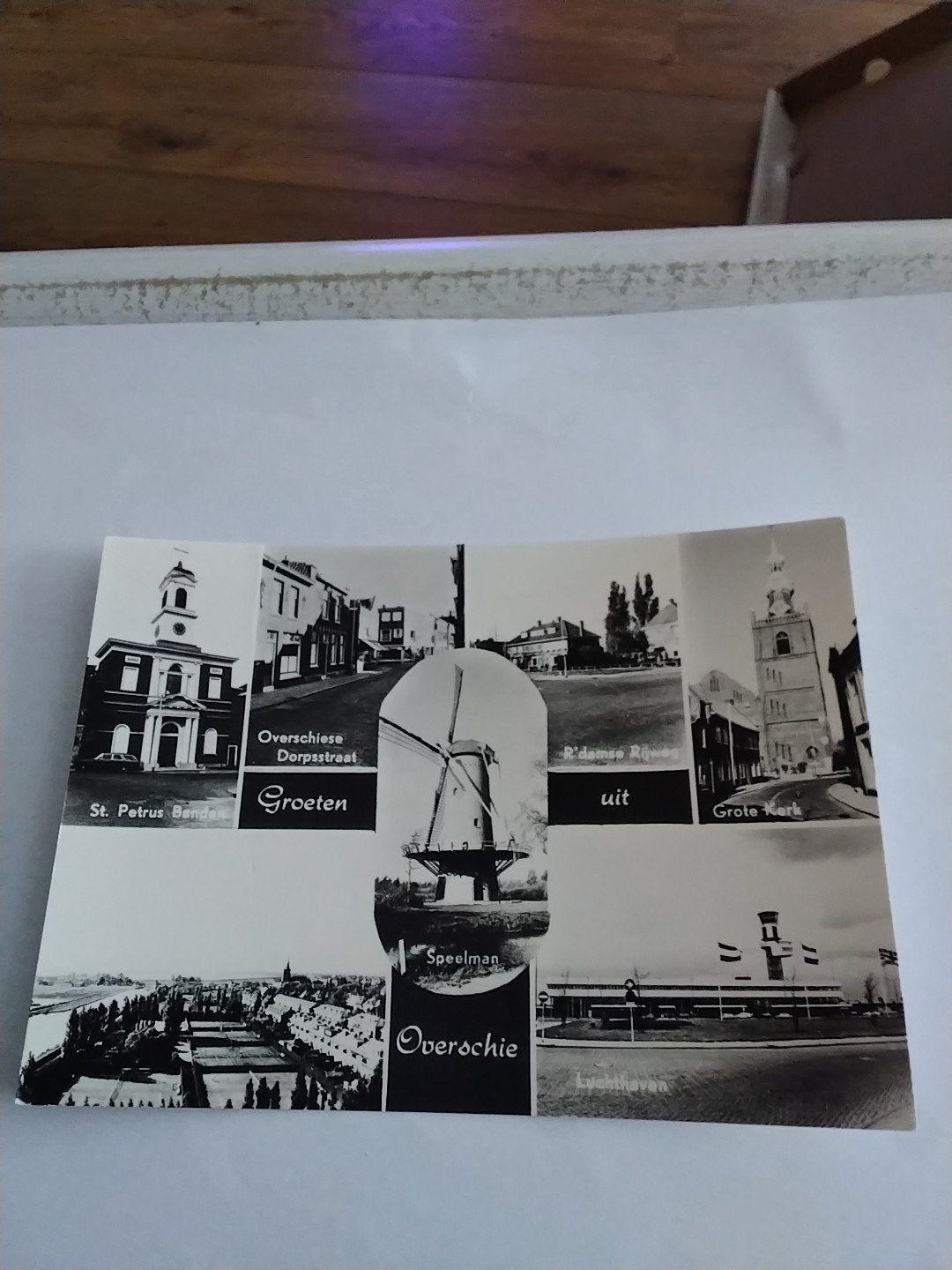 Oude ansichtkaart Groeten uit Overschie - Zwart-wit, Ophalen of Verzenden