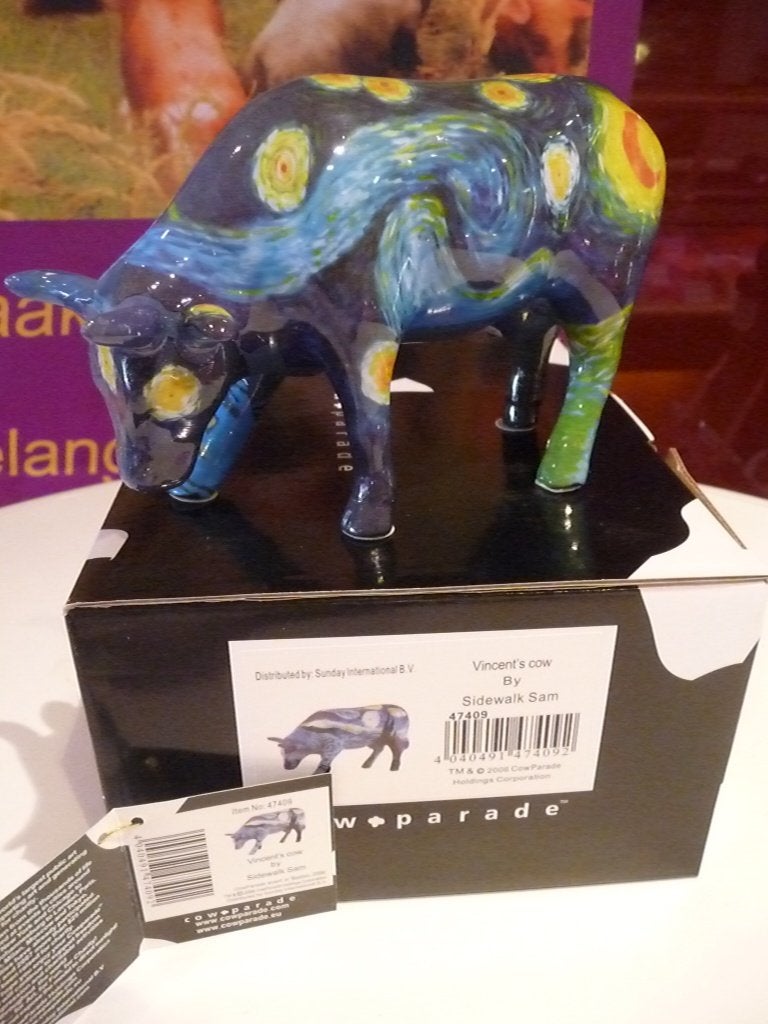 Nieuw Cow Parade koe Vincent's Cow medium gratis verzending., Ophalen of Verzenden, Beeld