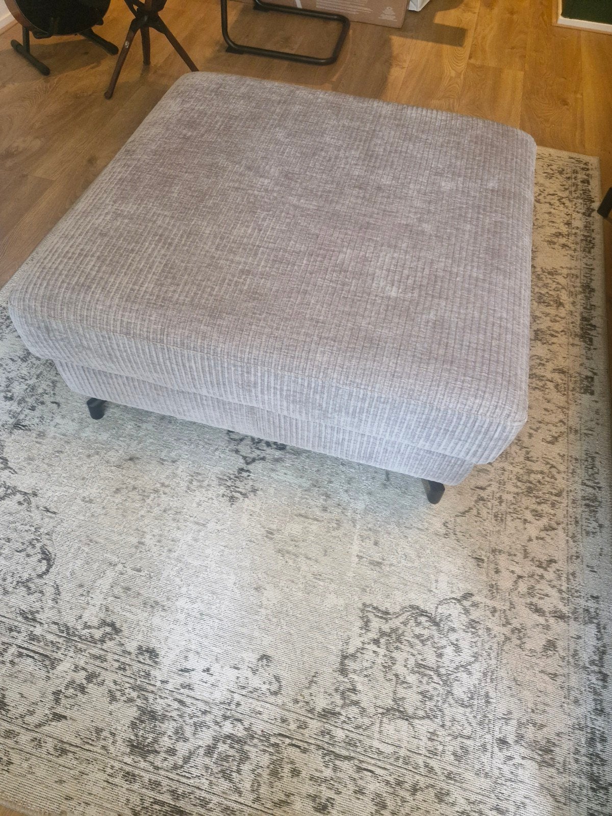 Grijze Hocker van Ribstof - 90x90x40cm, Ophalen, Gebruikt, Vierkant, 75 tot 100 cm