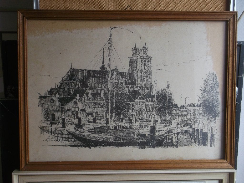 Ets (?) pentekening (?), Antiek en Kunst, Ophalen of Verzenden