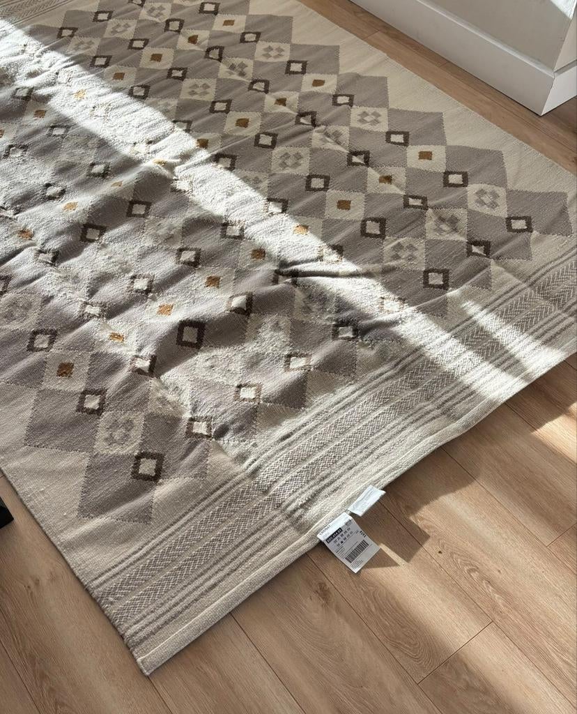 IKEA VÄGNÄT Vloerkleed grijs/beige, Ophalen, 150 tot 200 cm, 200 cm of meer, Zo goed als nieuw