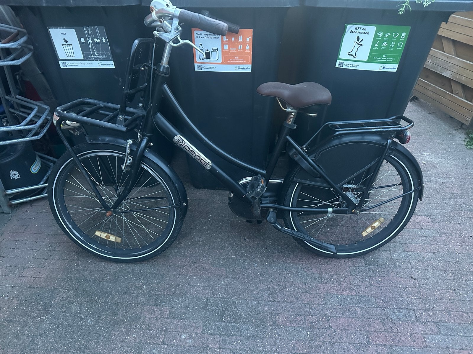 Popal Daily Dutch Basic Kinderfiets - Zwart, Terugtraprem, Gebruikt, Versnellingen, Minder dan 47 cm