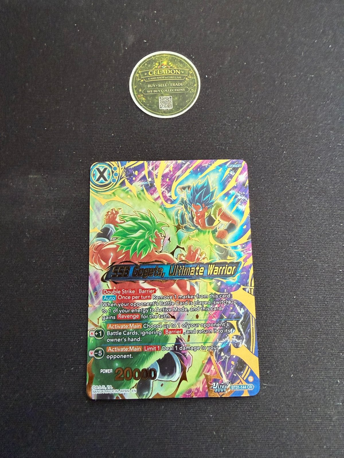 SSB Gogeta, Ultimate Warrior Dragon Ball Super Card Game, Ophalen of Verzenden, Zo goed als nieuw, Losse kaart