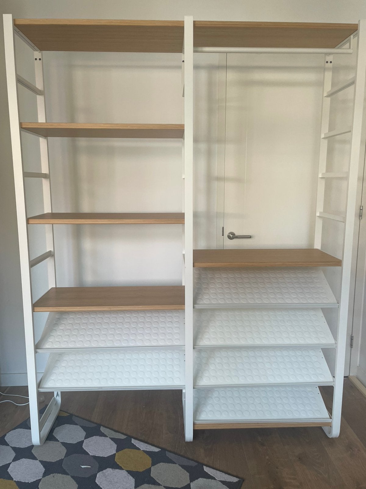 IKEA ELVARLI opbergsysteem / kledingkast – wit & bamboe, Ophalen, Gebruikt