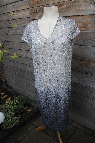 Jurk grijs paillet Caroline Biss mt 44 transparant Vaste OPR, Kleding | Dames, Maat 42/44 (L), Ophalen of Verzenden, Zo goed als nieuw