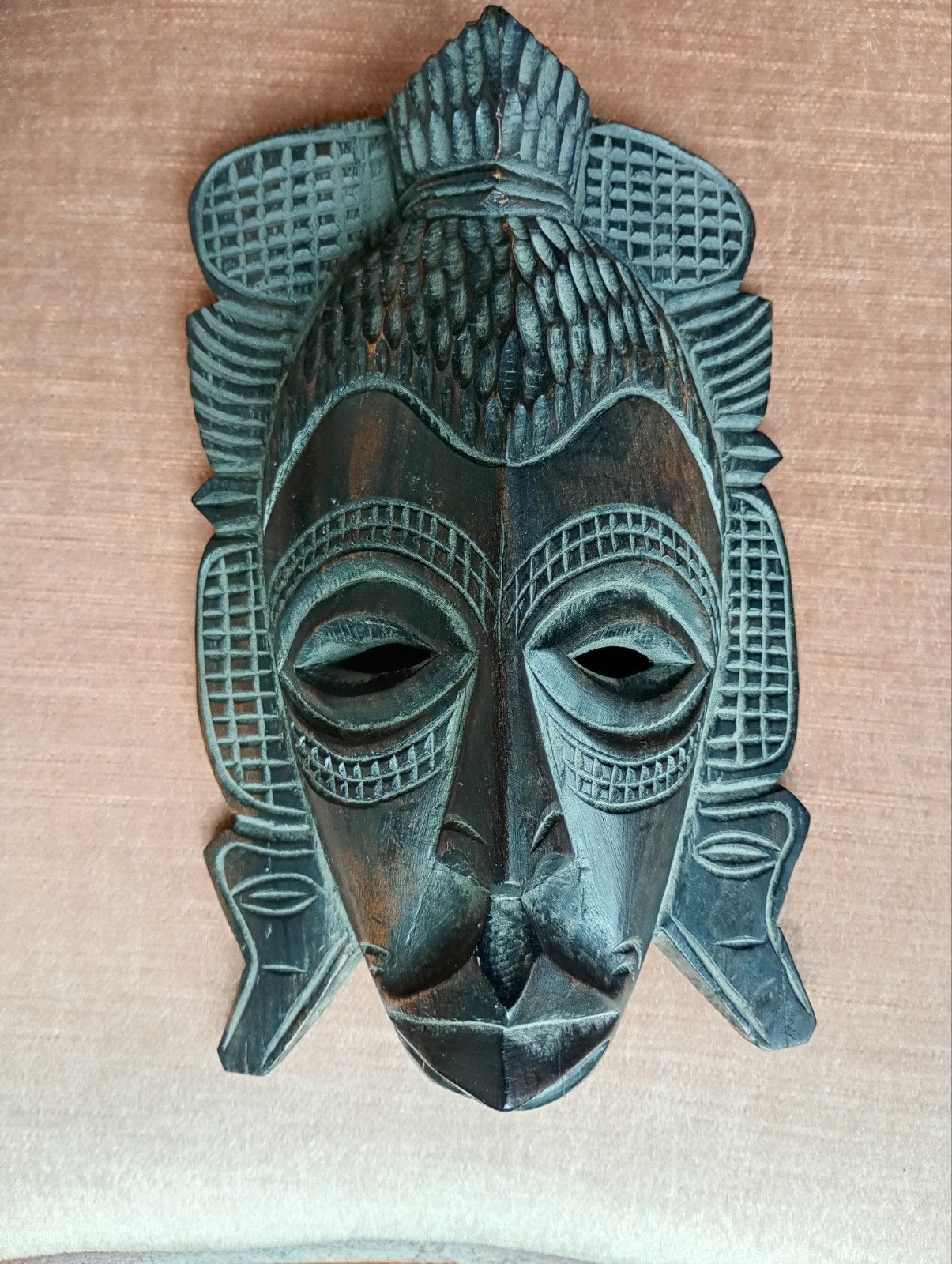 tropisch hardhout masker uit Angola, 22 cm, Bruin, Afrika, Masker