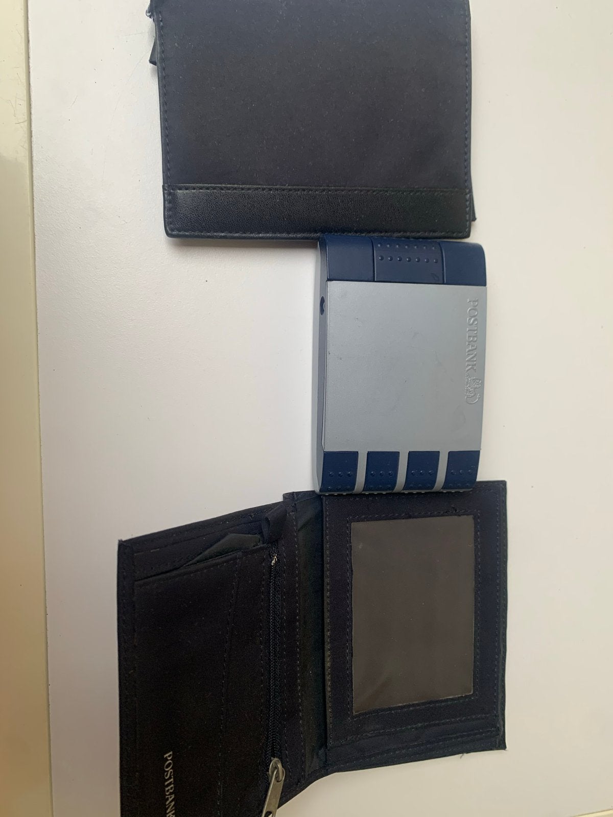 Postbank portemonnees 2 stuks en postbank klokje, Ophalen of Verzenden, Zo goed als nieuw, Zwart, Overige merken