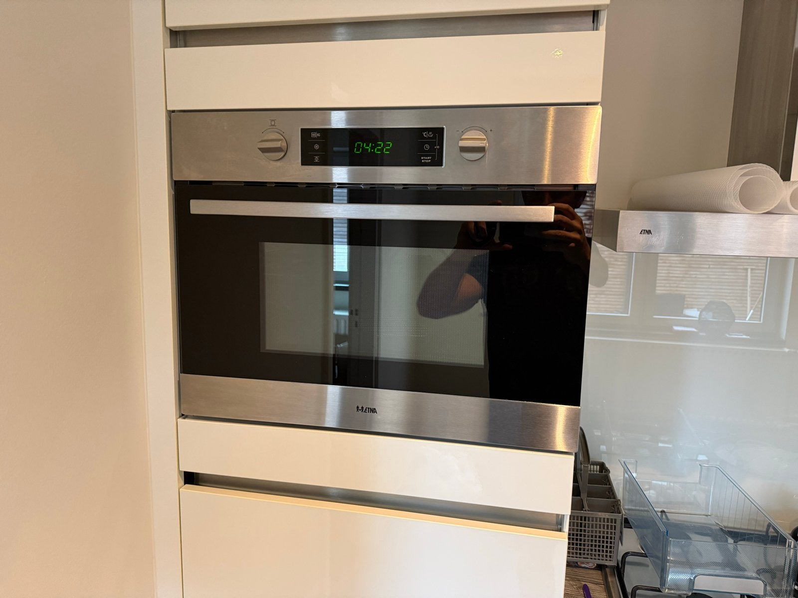 ETNA CM244RVS Inbouw Combimagnetron 44L RVS Zeer Netjes, Ophalen, Combimagnetron, Grill, Zo goed als nieuw