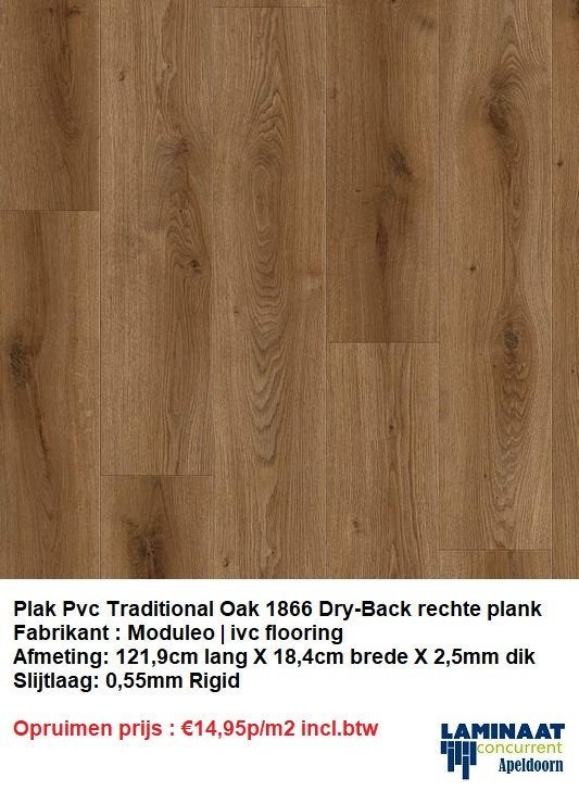 Plak Pvc Traditional Oak bruin Toplaag 0,55 Rechte plank, Bruin, 75 m² of meer, Nieuw, Ophalen of Verzenden