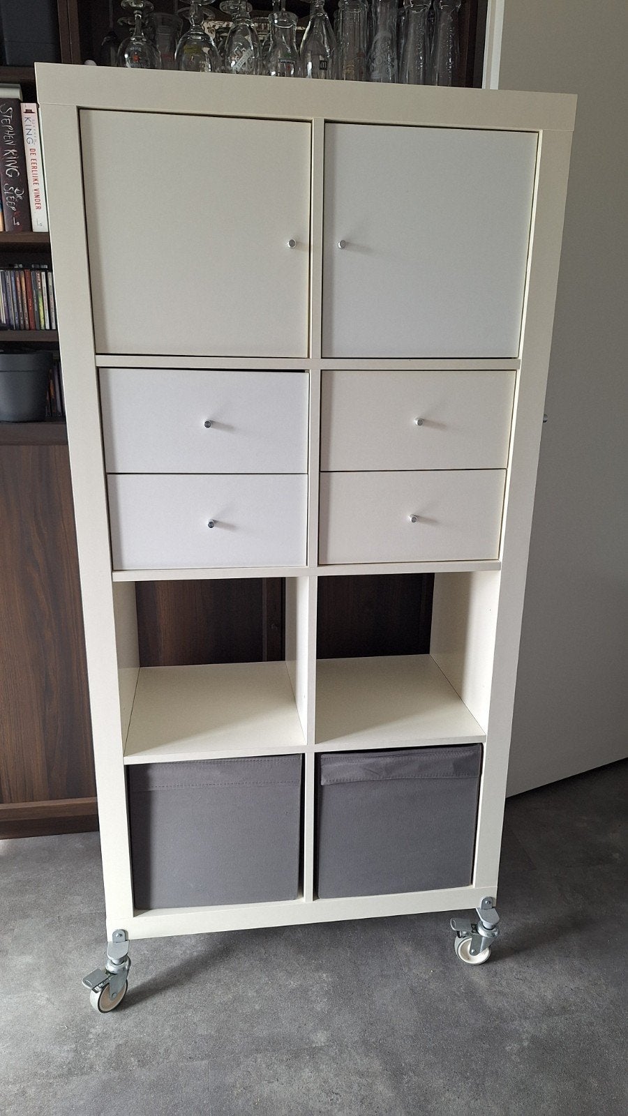 Kallax 2x4 vakken op wielen, Ophalen, Gebruikt
