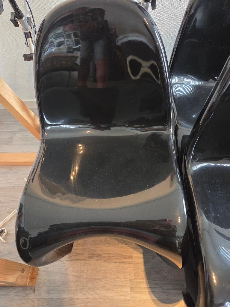 Te koop eetkamerstoelen model Verner Panton, Ophalen, Kunststof, Gebruikt, Zwart