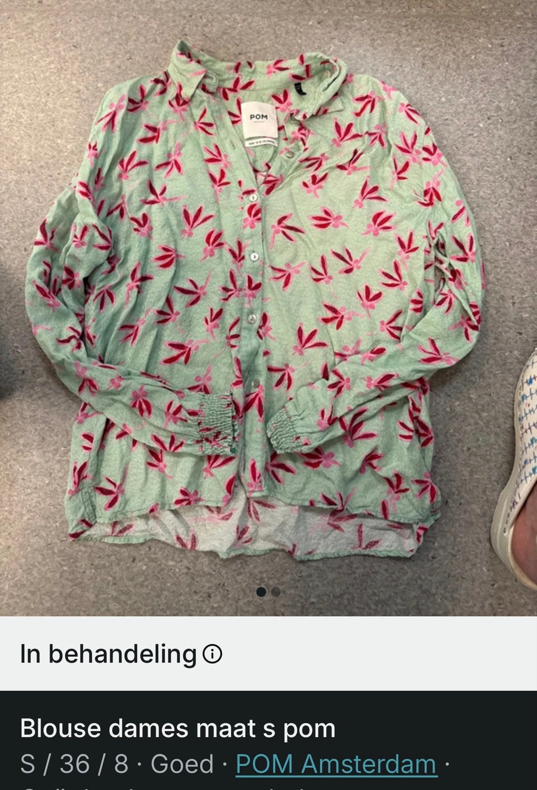 POM Blouse met Libellenprint - Maat S dames, Kleding | Dames, Blouses en Tunieken, Ophalen of Verzenden, Zo goed als nieuw, Maat 36 (S)