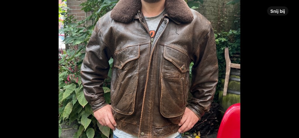 Chevignon Piloten Jas Jack Leer Leren Bomber Aero Avirex, Chevignon, Chevignon, Bruin, Maat 48/50 (M)