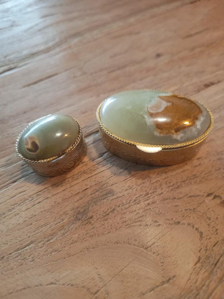 Set van 2 vintage sieradendoosjes met onyx deksel, Ophalen of Verzenden