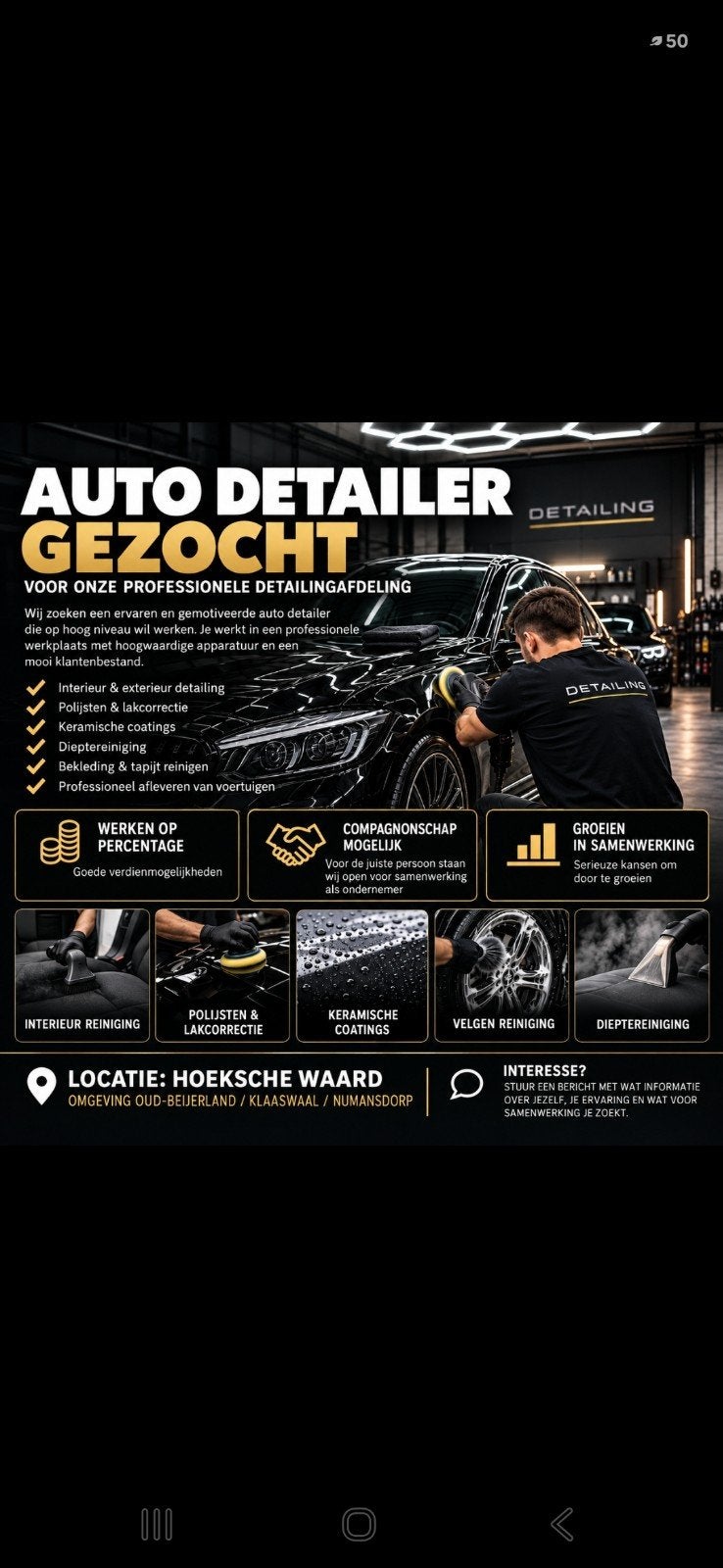 Professionele Auto Detailer Gezocht | Percentage / Compagnon, 33 - 40 uur, Vanaf 5 jaar, Vast contract