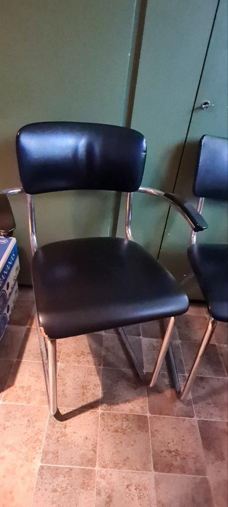 Vintage Buisframe Stoelen (Gispen-stijl) - Set van 2, Ophalen, Gebruikt, Zwart, Twee