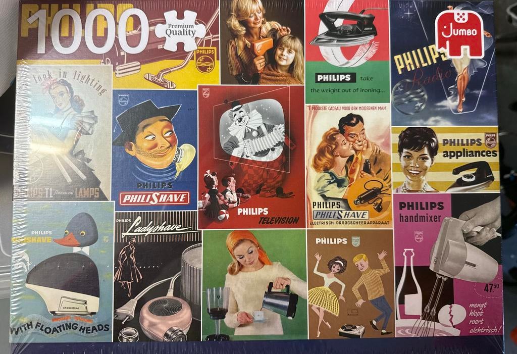 Nieuwe Philips Retro Reclame Puzzel 1000 Stukjes, Ophalen, 500 t/m 1500 stukjes, Nieuw, Legpuzzel