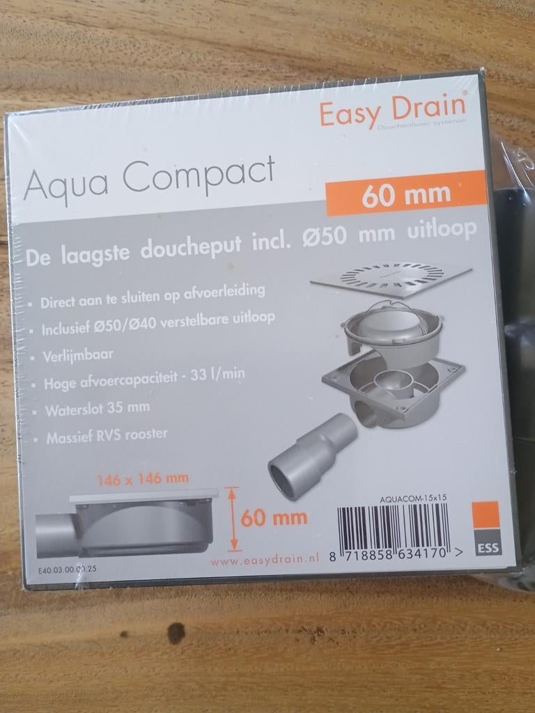 Laag doucheputje met 50mm uitloop en RVS rooster, Ophalen of Verzenden