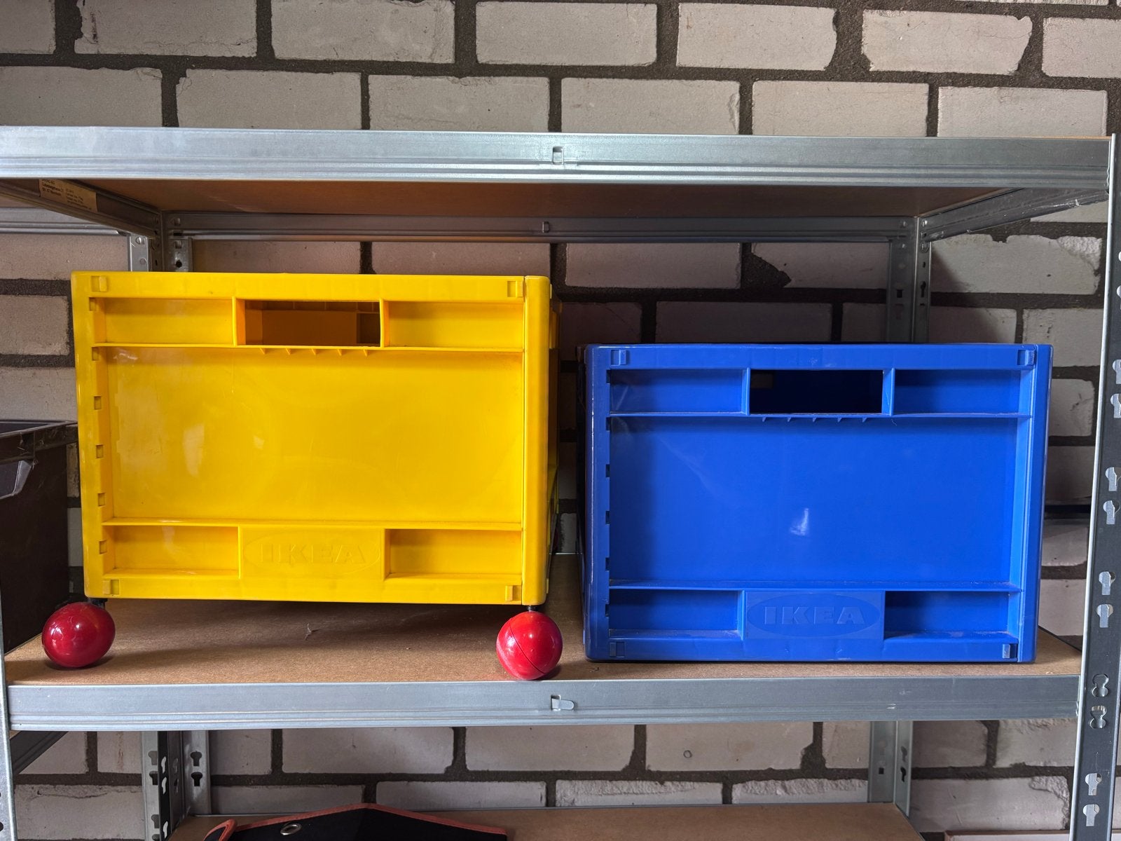 Vintage IKEA MÅRD opbergboxen- geel en blauw, Gebruikt, Opvouwbaar, Minder dan 35 cm, Minder dan 50 cm