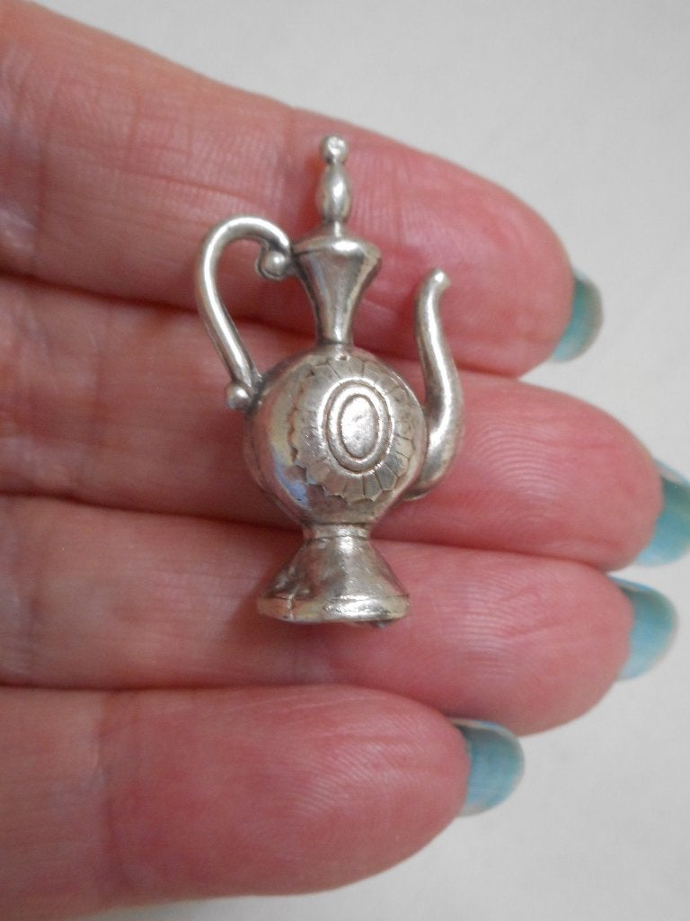 Zilveren vintage bedel theepot nr.801, Overige merken, Gebruikt, Verzenden, 1 bedel