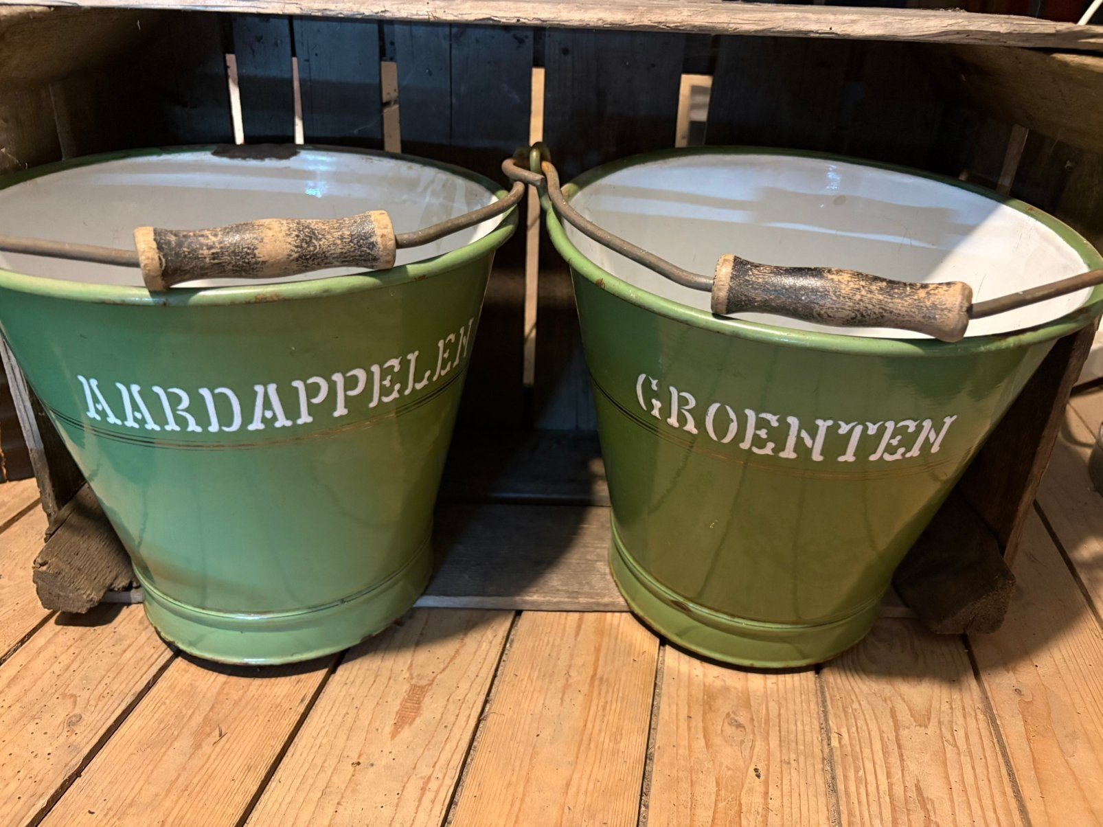 Emaille aardappelen / groenten emmer, Gebruikt, Minder dan 30 cm, Rond, Ophalen of Verzenden