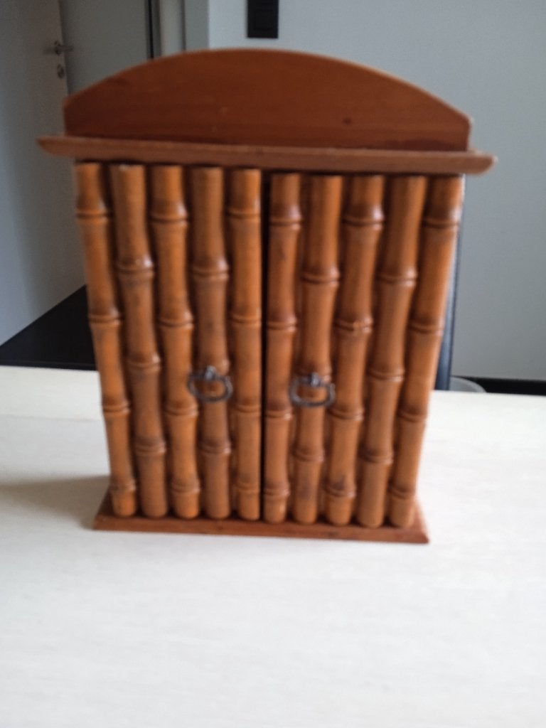 vintage bamboe / houten sleutelkastje, Ophalen of Verzenden, Zo goed als nieuw, Hout