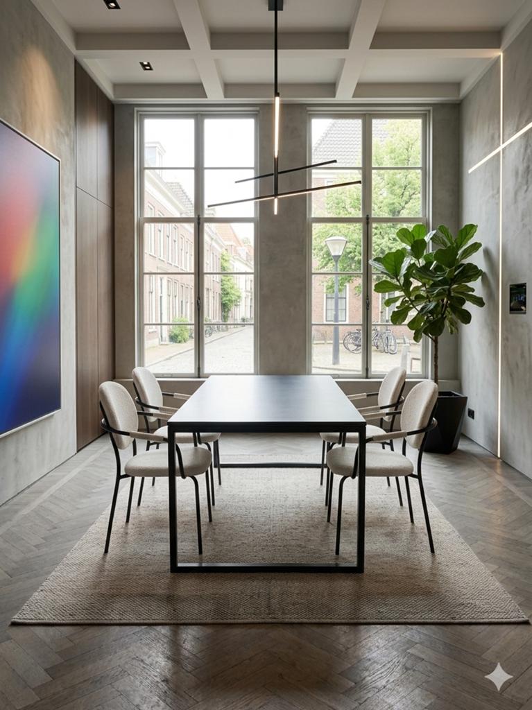 NIEUWE eetkamerstoelen in witte boucle met stalen frame, Wit, Design, Nieuw, Ophalen of Verzenden