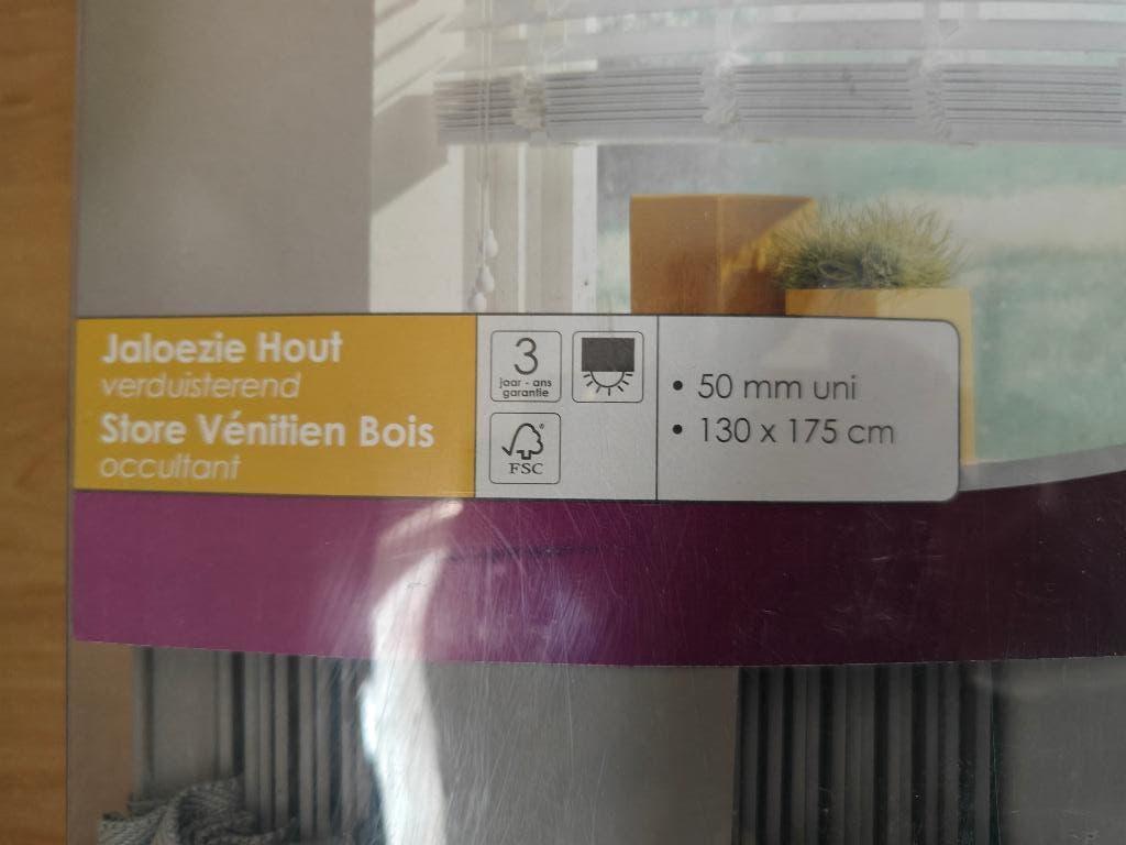 4x luxaflex houten jaloezieën/ zonnewering grijs, Huis en Inrichting, Stoffering | Gordijnen en Lamellen, Ophalen, 100 tot 150 cm