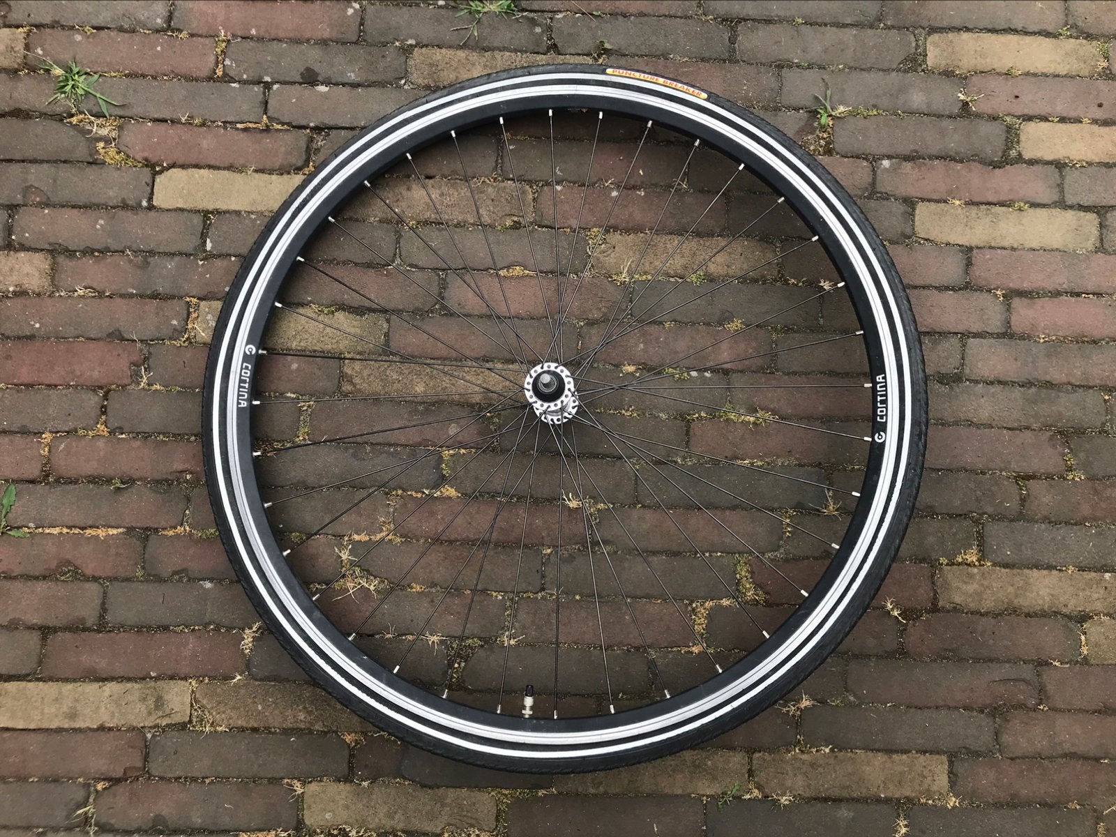 Cortina 28 inch voorwiel met band 28”x1 3/8”x1 5/8”, Fietsen en Brommers, Fietsonderdelen, Wiel, Toerfiets, Gebruikt, Ophalen of Verzenden