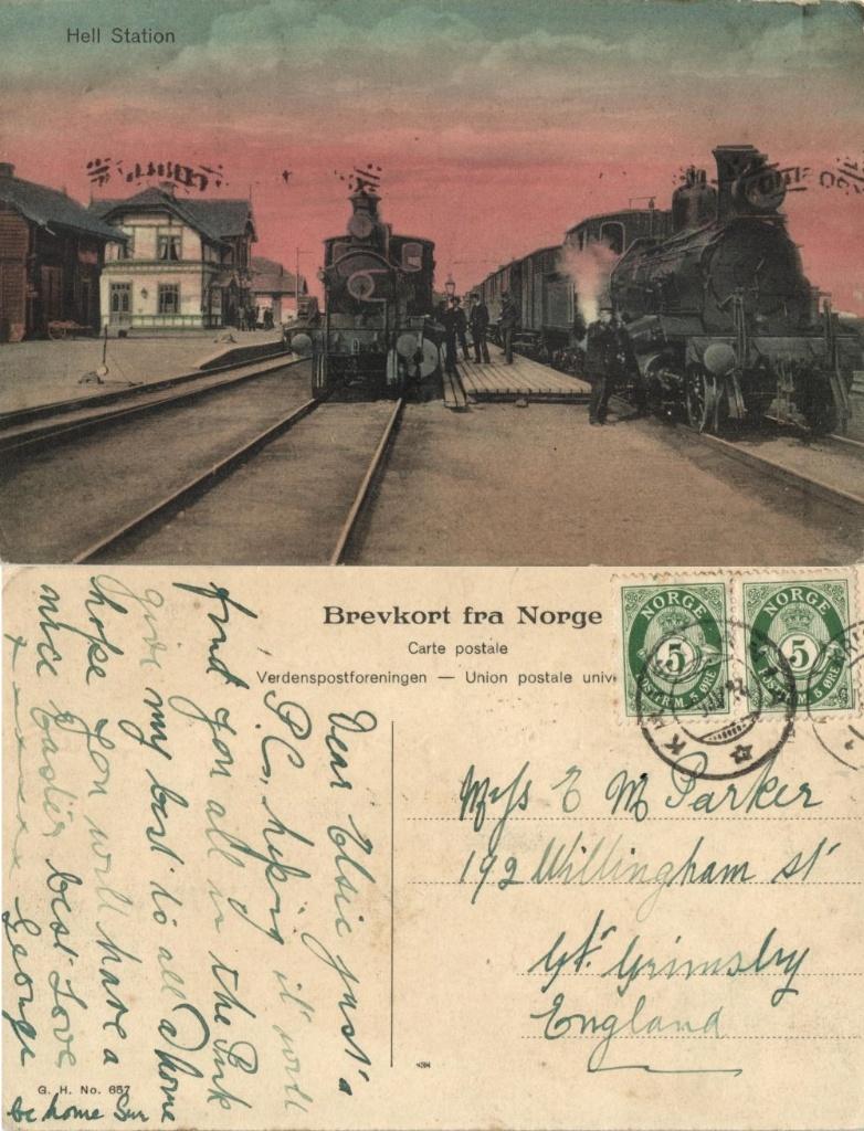 Noorwegen, HELL, Railway Station (1910s) Ansichtkaart, Verzamelen, Ansichtkaarten | Buitenland, Ophalen of Verzenden, Voor 1920