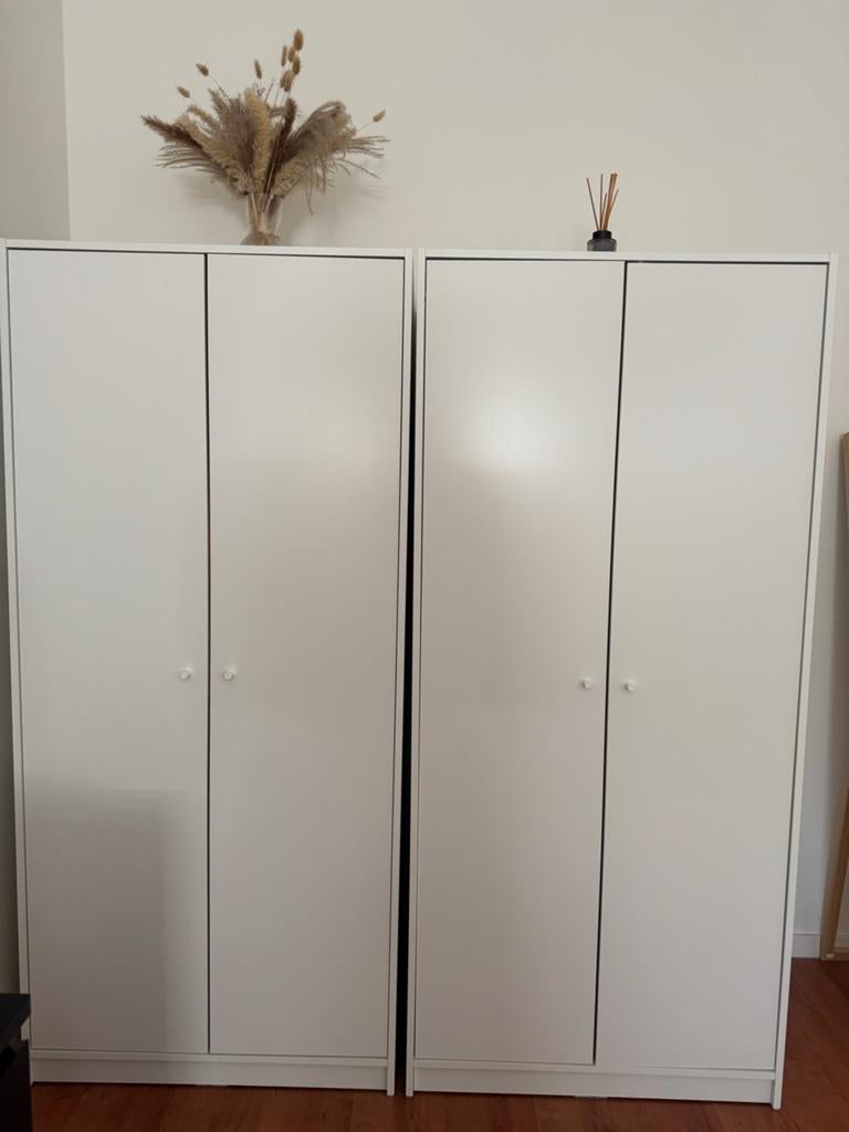 Witte kledingkast met twee deuren - IKEA Kleppstad, Ophalen, Gebruikt, 50 tot 100 cm, 150 tot 200 cm